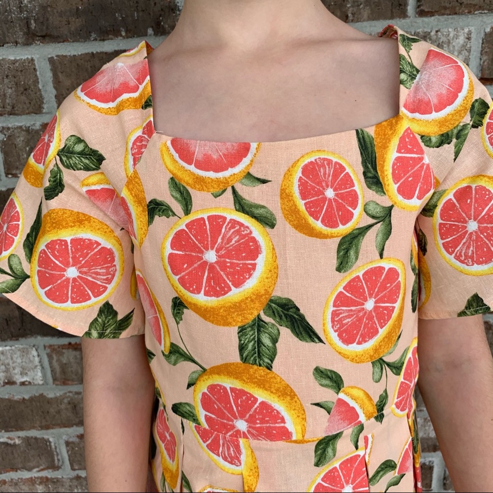 GB Girls Grapefruit Citrus Print Dress Sz 10 - Picture 5 of 8